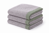 Giggle Baby - Organic Cotton Cot Blanket - Grey / Green Trim 120x100cm.