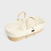 Little Green Sheep -Moses Basket and Static Stand Bundle - Printed Linen Rice