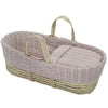 Cuddles Pink Cable Knit Moses Basket with Folding Stand and Blanket